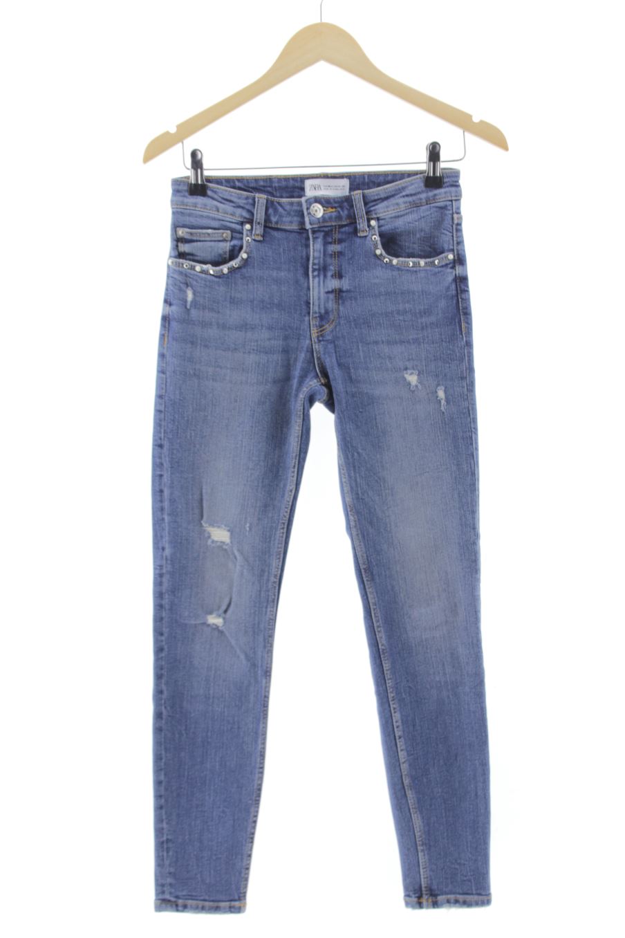 Vaquero de Zara de la talla 36, de color azul de ropa vaquera