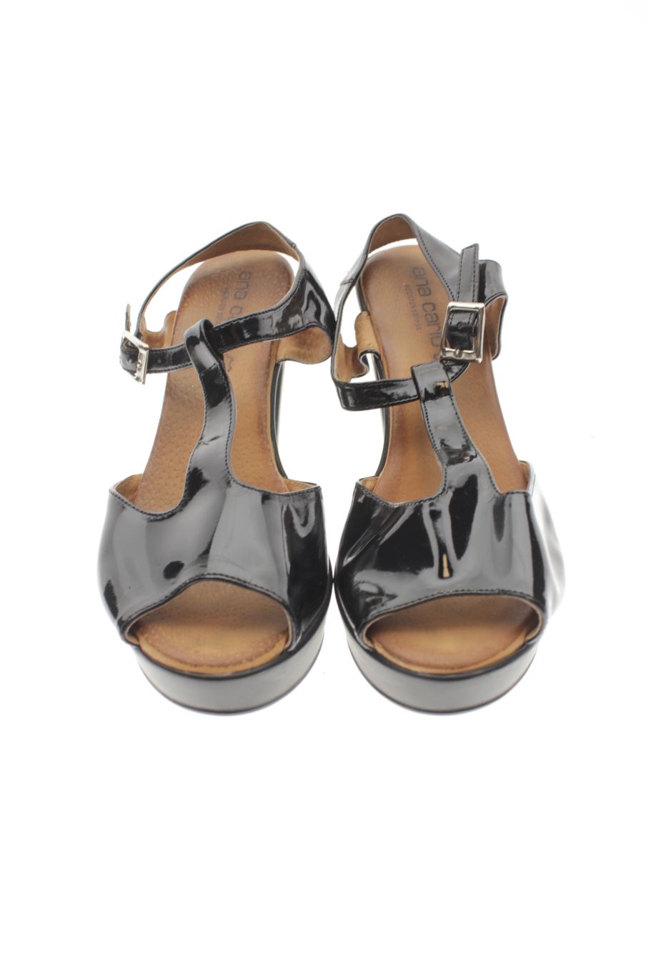 Sandalias tacon de ana carlo de la talla 38, de color negro de