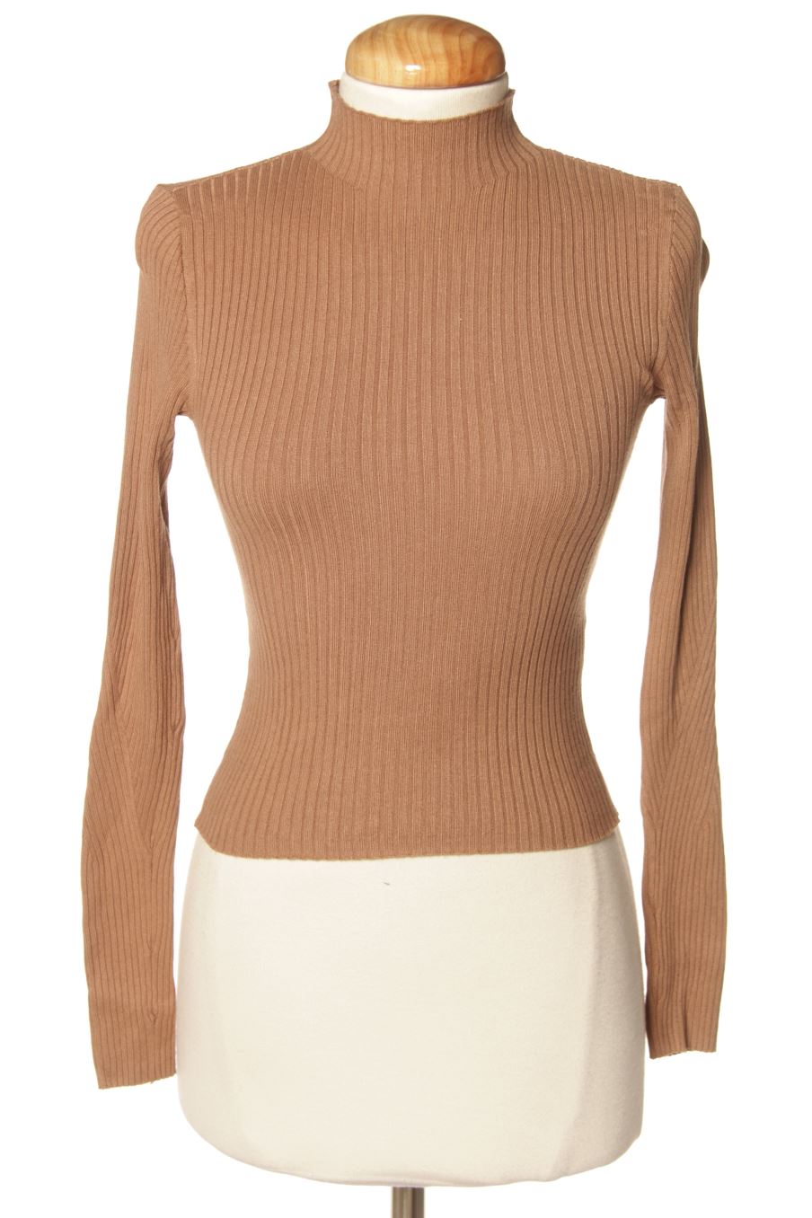 Camiseta manga larga de Bershka de la talla XS, de color marrón