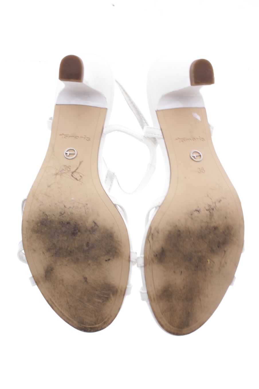 Sandalias tacon de Tamaris de la talla 36, de color blanco de