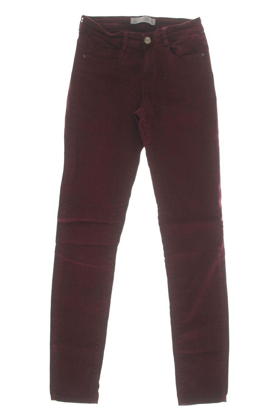 Vaqueros de Trf (ZARA) de la talla 36, de color burdeos de ropa vaquera