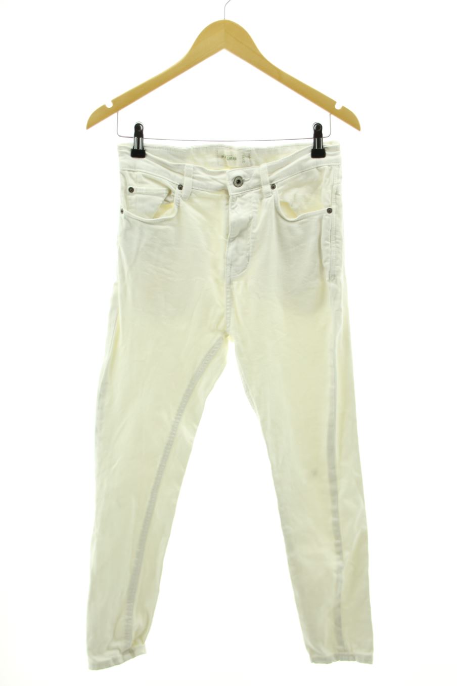 Vaqueros de Pull & Bear de la talla 36, de color blanco de ropa vaquera