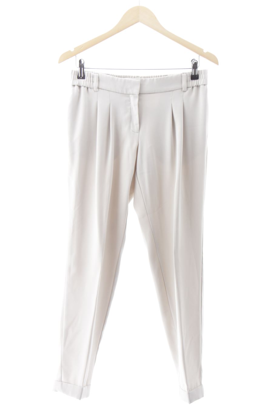 Pantalón de Mango de la talla 38, de color beige