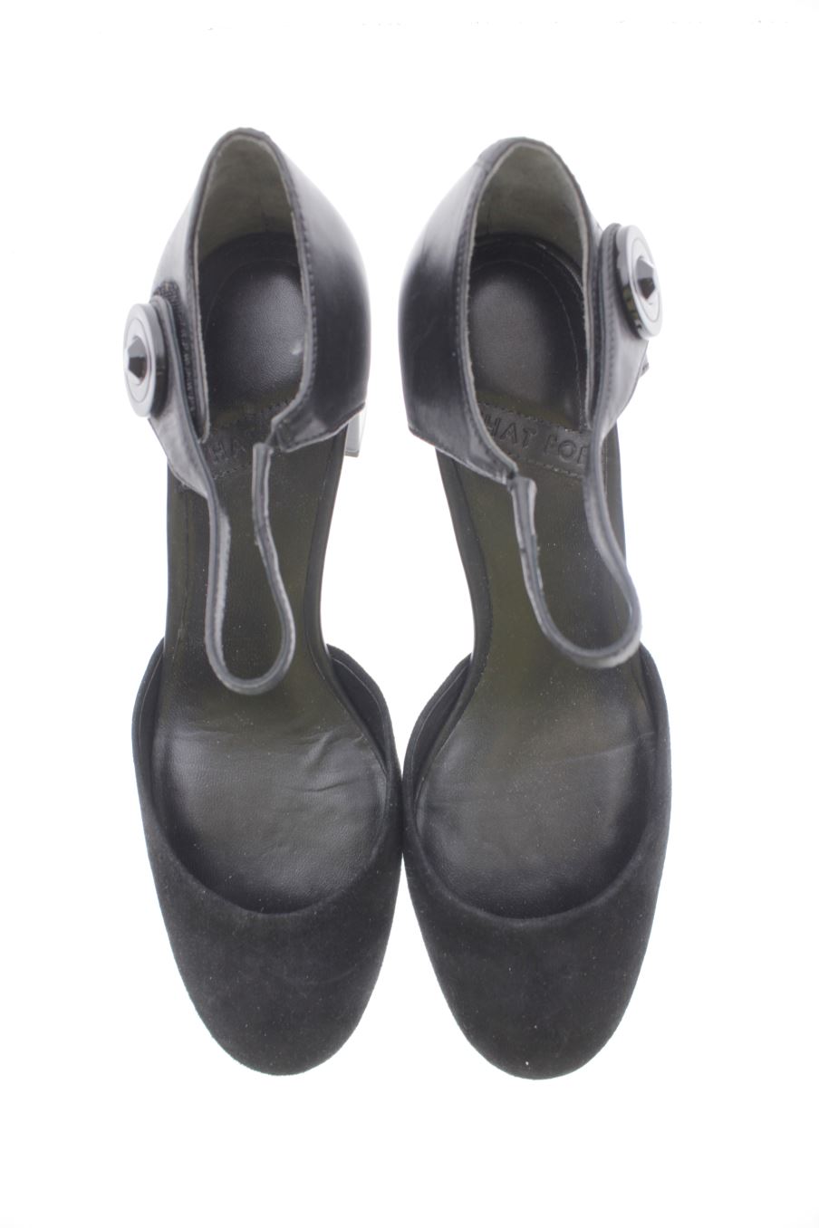 Sandalias tacon de What For de la talla 36, de color negro de