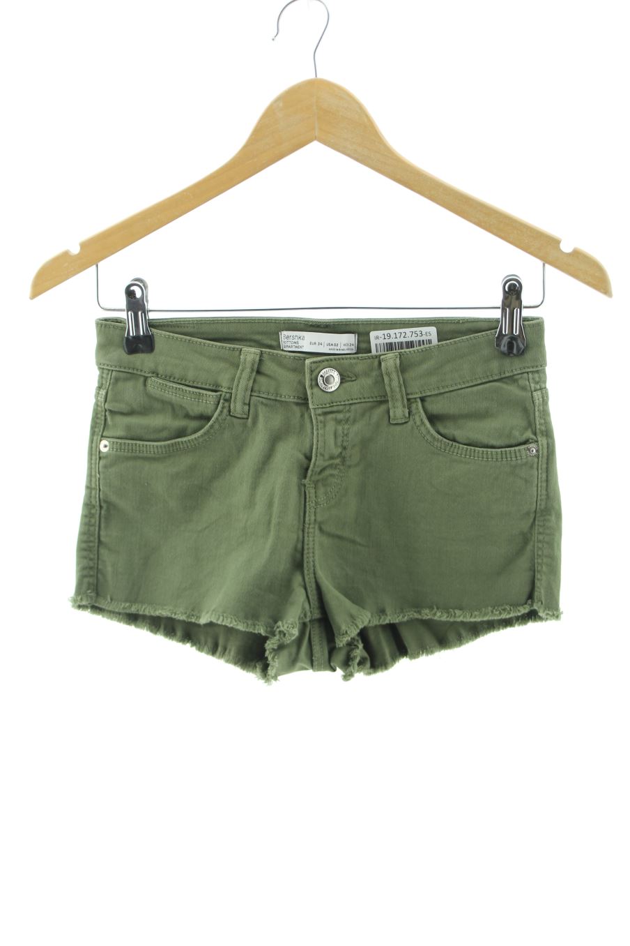 Shorts Bershka de la taille 34, de couleur vert de denim