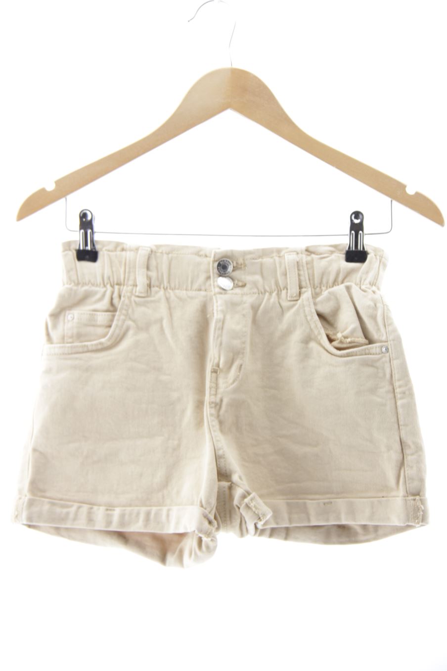 Pantalón corto de Bershka de la talla 32, de color beige de ropa vaquera