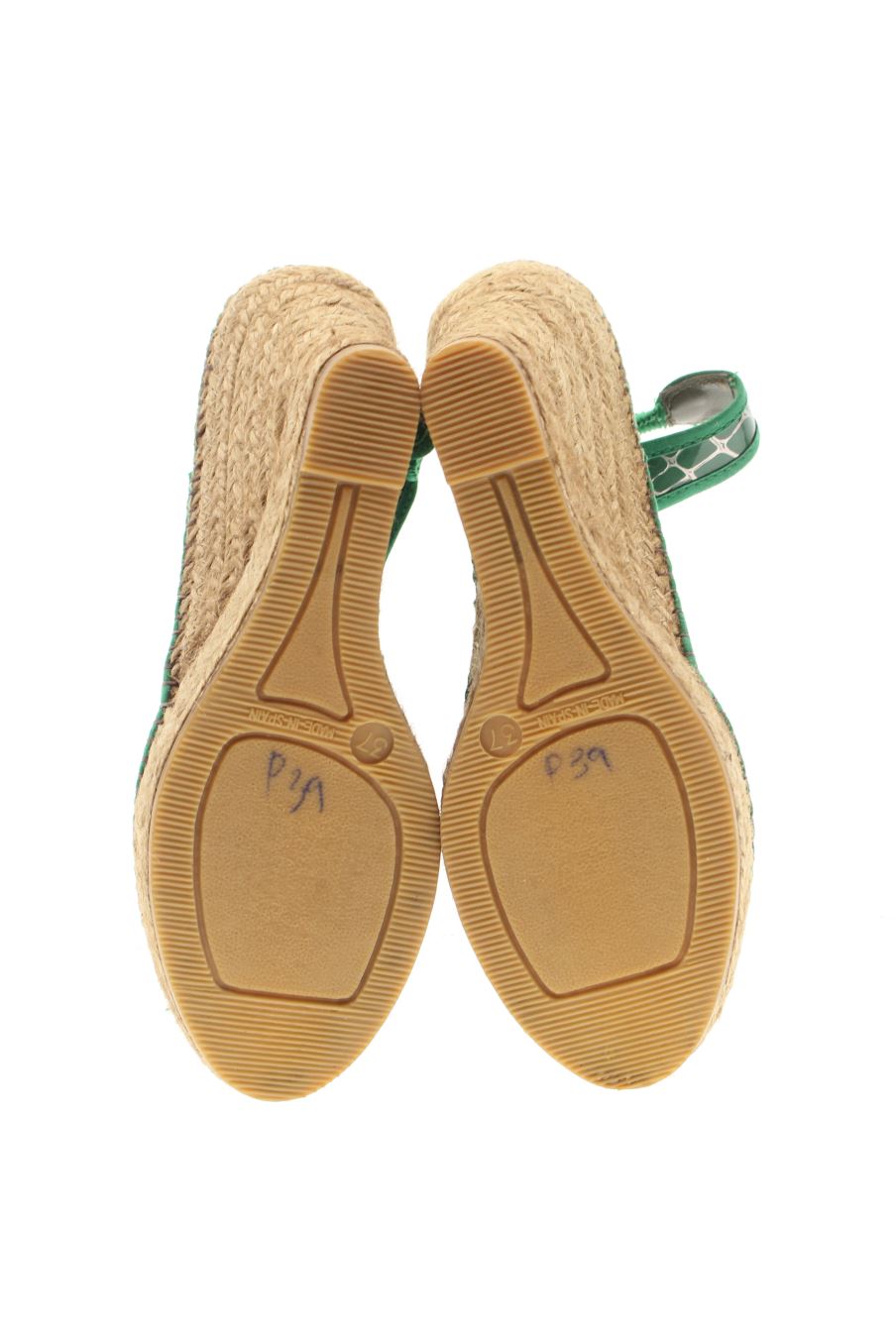Sandalias tacon de Aedo de la talla 37, de color verde de