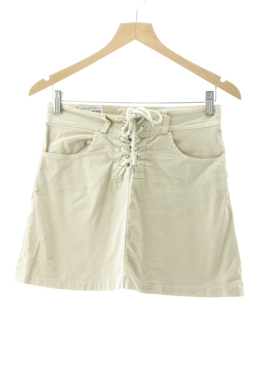 Jupe Frankenstein de la taille 36, de couleur beige de denim