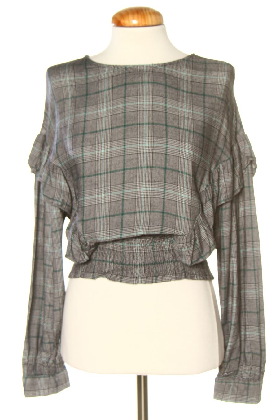 Langärmelige Bluse von Bershka Größe M, Farbe Kariert, für