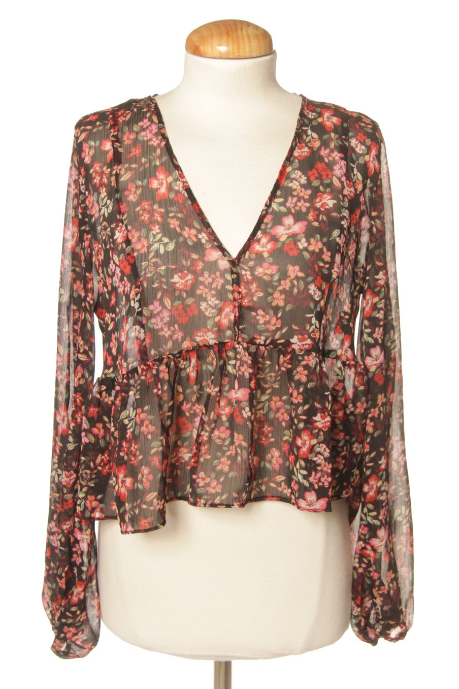 Blouse à manches longues Stradivarius de la taille L, de couleur fleurs