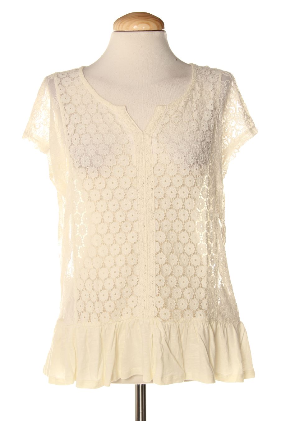 Blusa de manga corta de Benetton de la talla M, de color beige