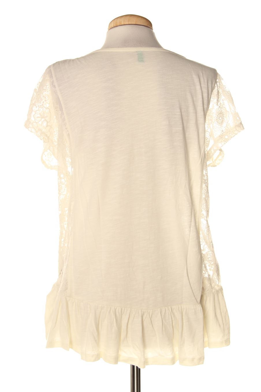 Blusa de manga corta de Benetton de la talla M, de color beige