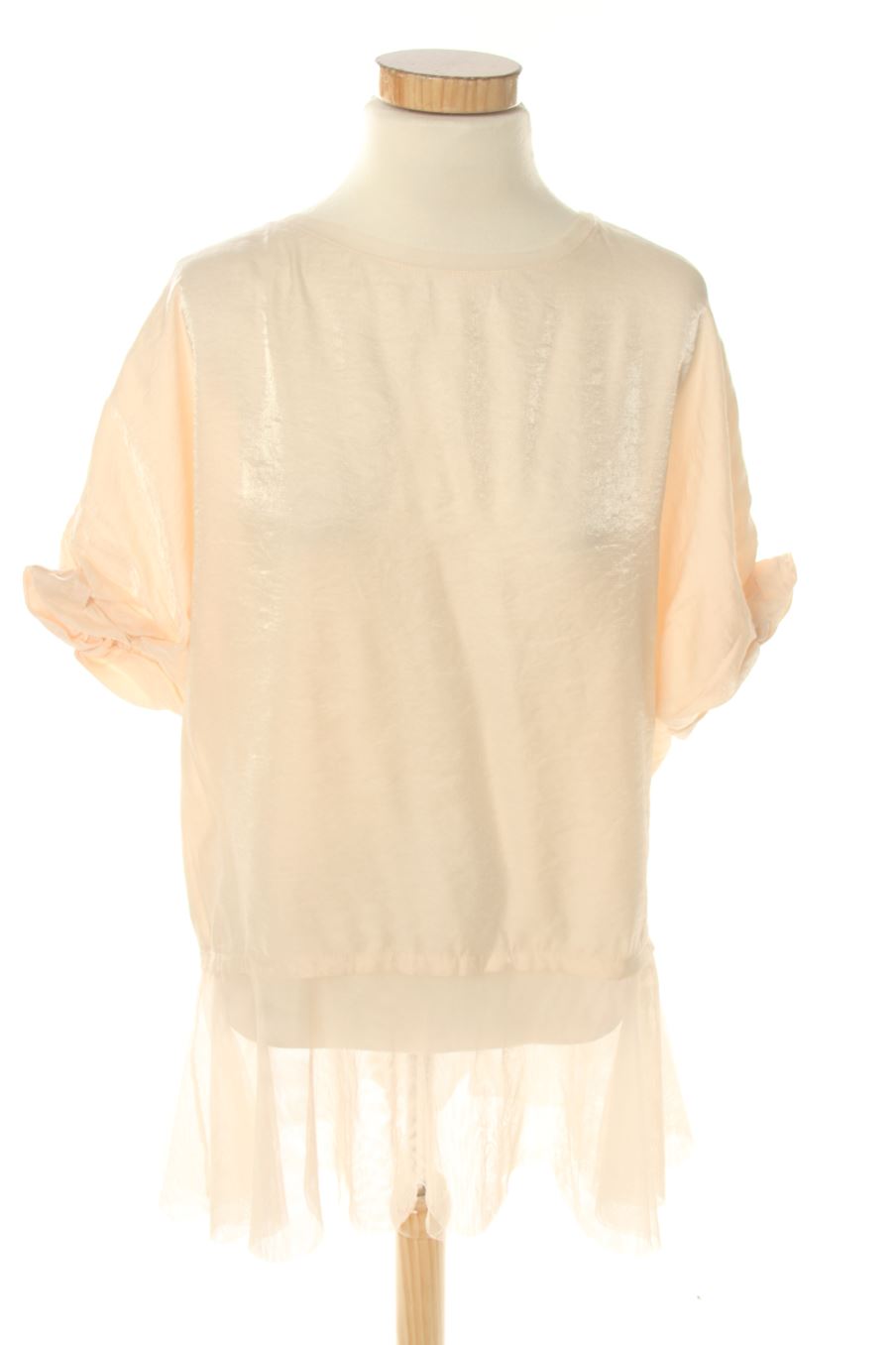 Blouse à manches courtes Zara de la taille S, de couleur beige