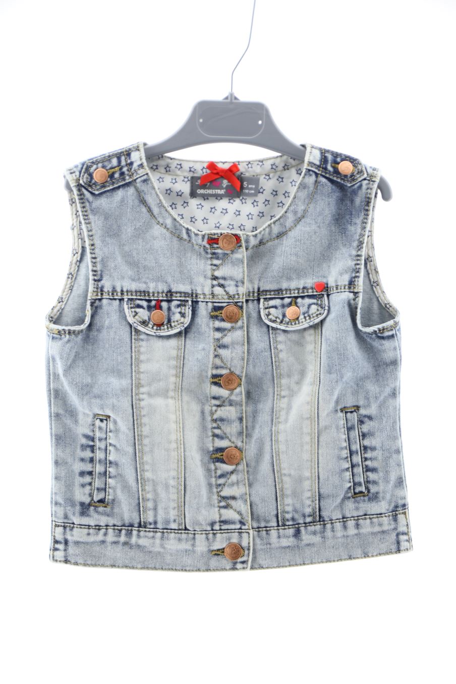 Chaleco de tela de Orchestra de la talla 5 años de denim de segunda mano