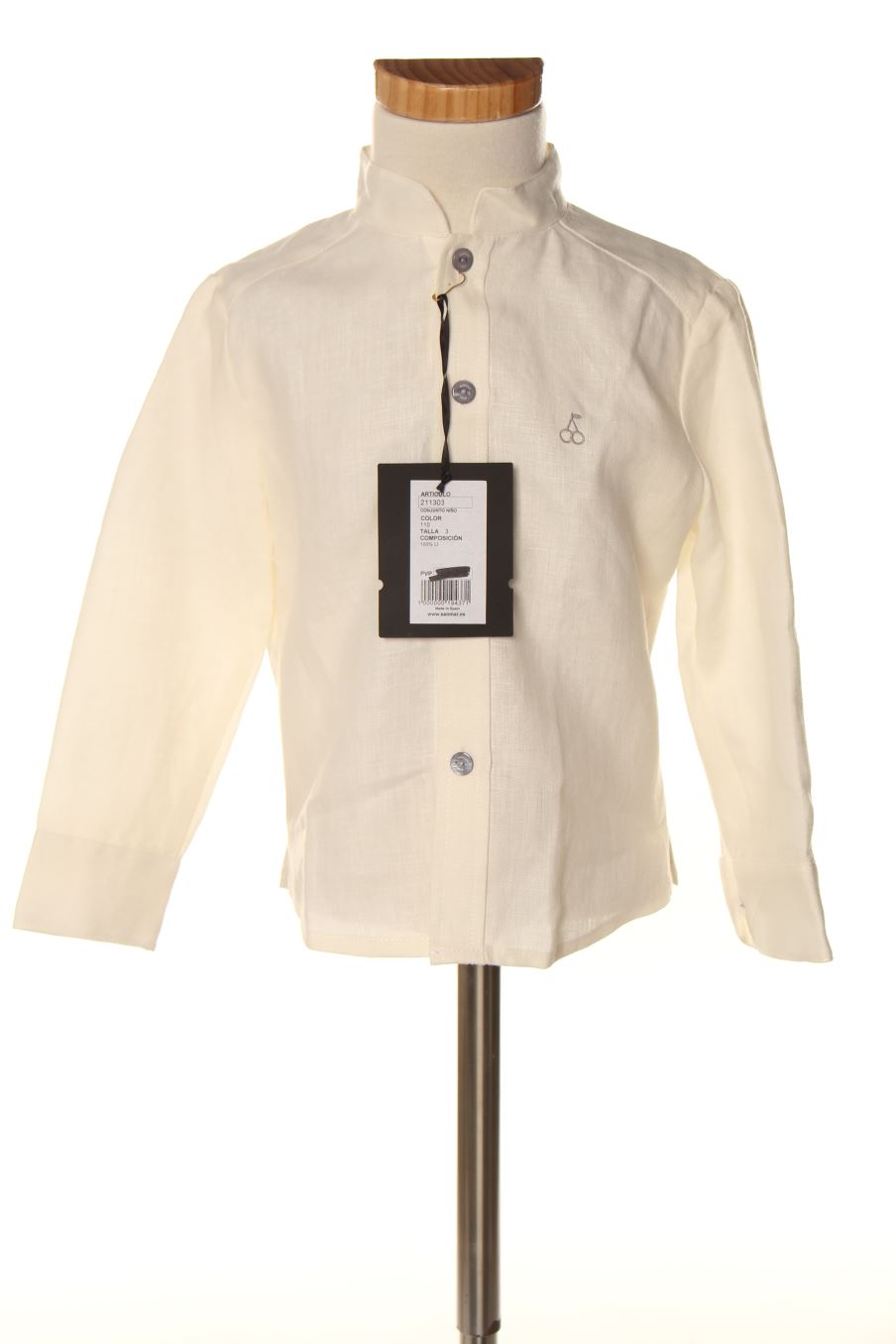 Chemise manches longues Sanmar de la taille 3 ans avec une étiquette