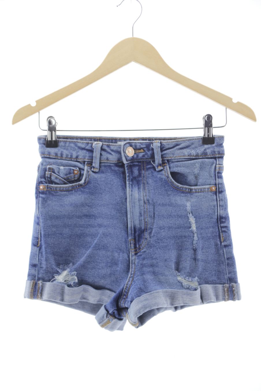 Pantalón corto de Stradivarius de la talla 36, de color azul de ropa vaquera