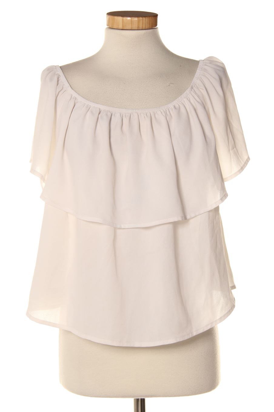 Blouse à manches courtes Stradivarius de la taille L, de couleur blanc