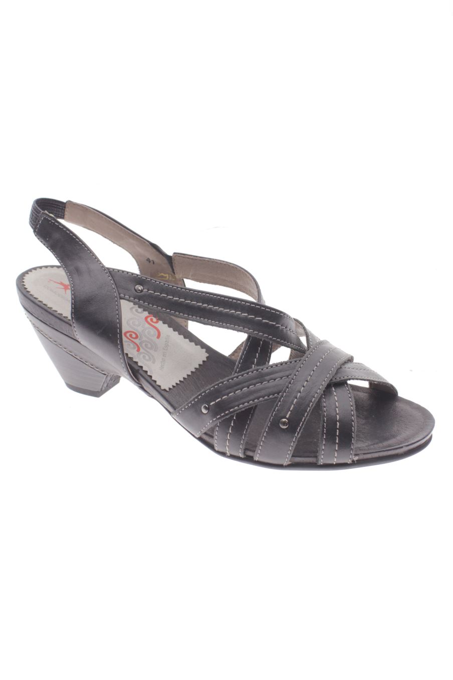 Sandalias tacon de Fluchos de la talla 41, de color negro de