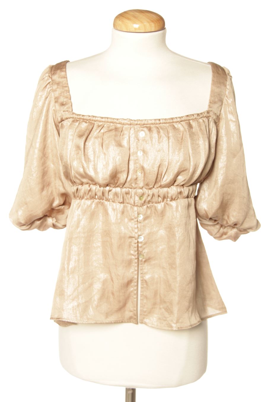 Blusa de manga corta de Stradivarius de la talla L, de color dorado