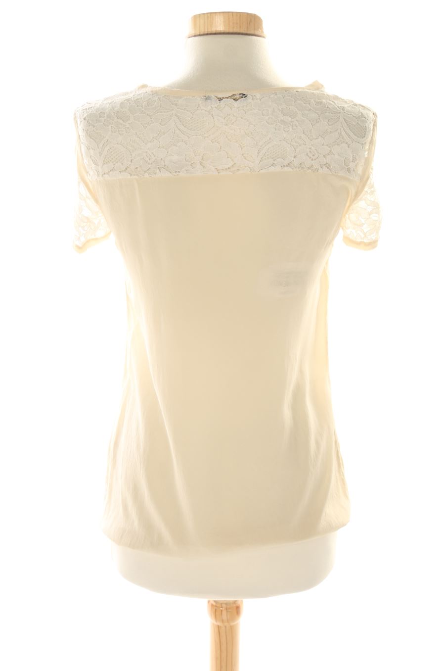 Kurzärmelige Bluse von Massimo Dutti Größe 34, Farbe Beige, aus Seide für