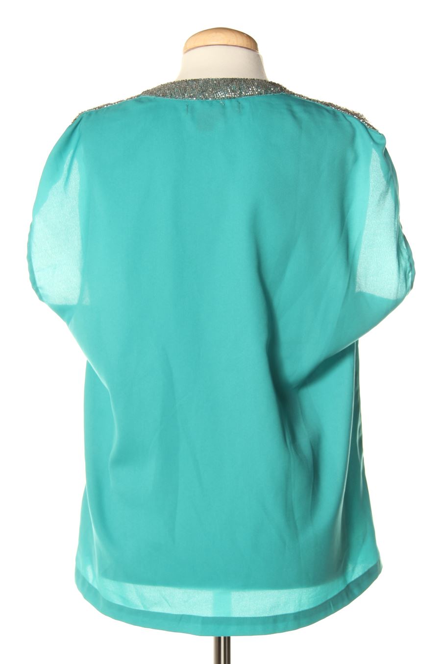 Blusa de manga corta de Flamenco de la talla S, de color turquesa