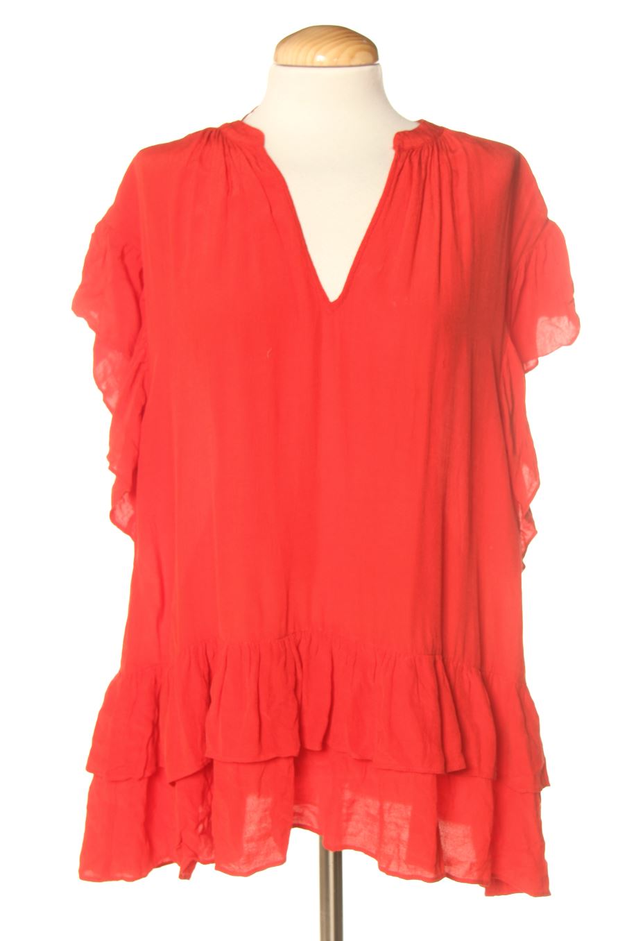 Blusa de manga corta de Zara de la talla XS, de color rojo