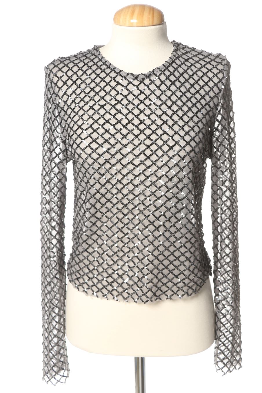 Blusa de manga larga de Stradivarius de la talla S, de color plateado