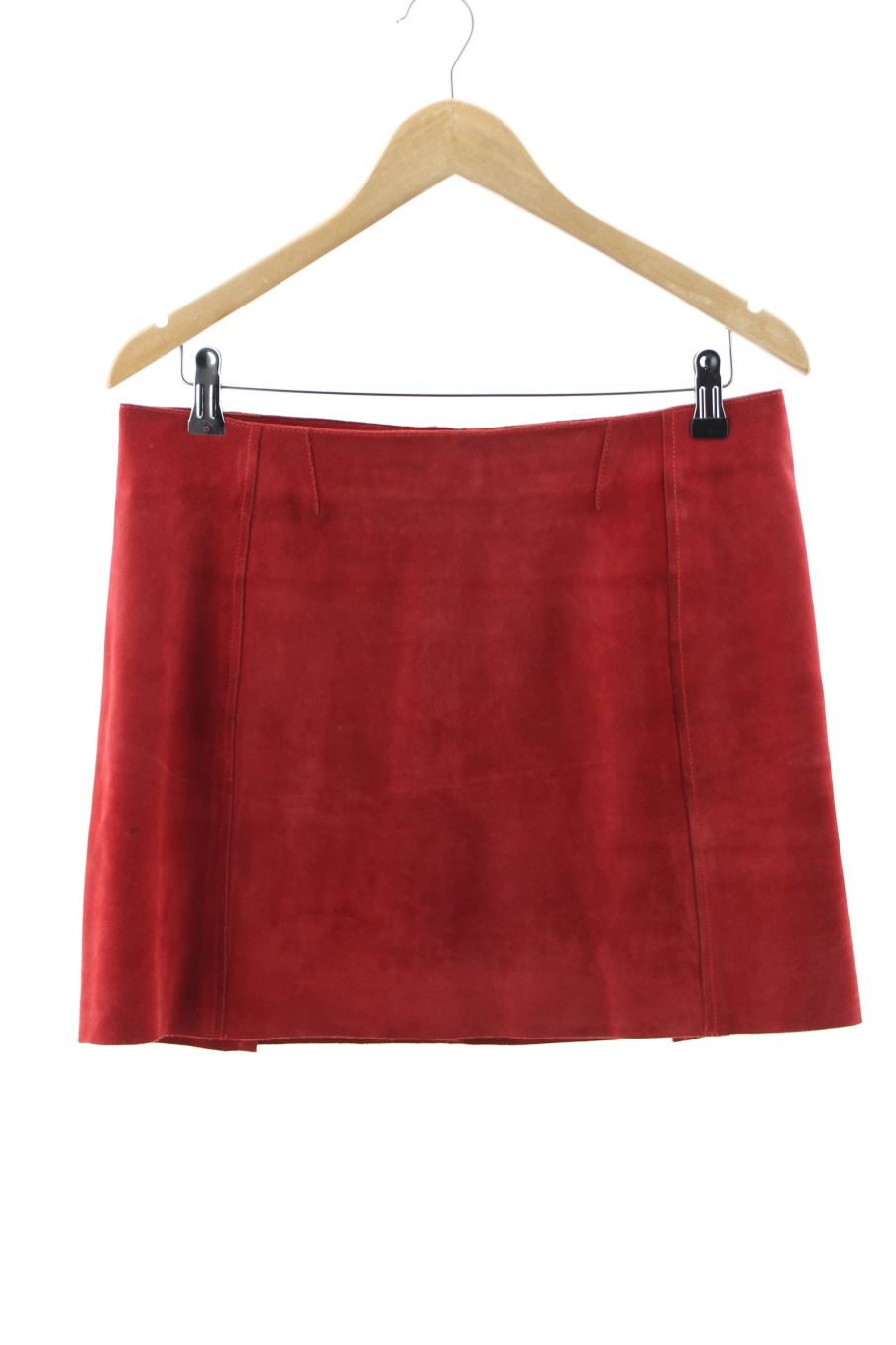 Jupe Maje de la taille 40, de couleur rouge de cuir et daim