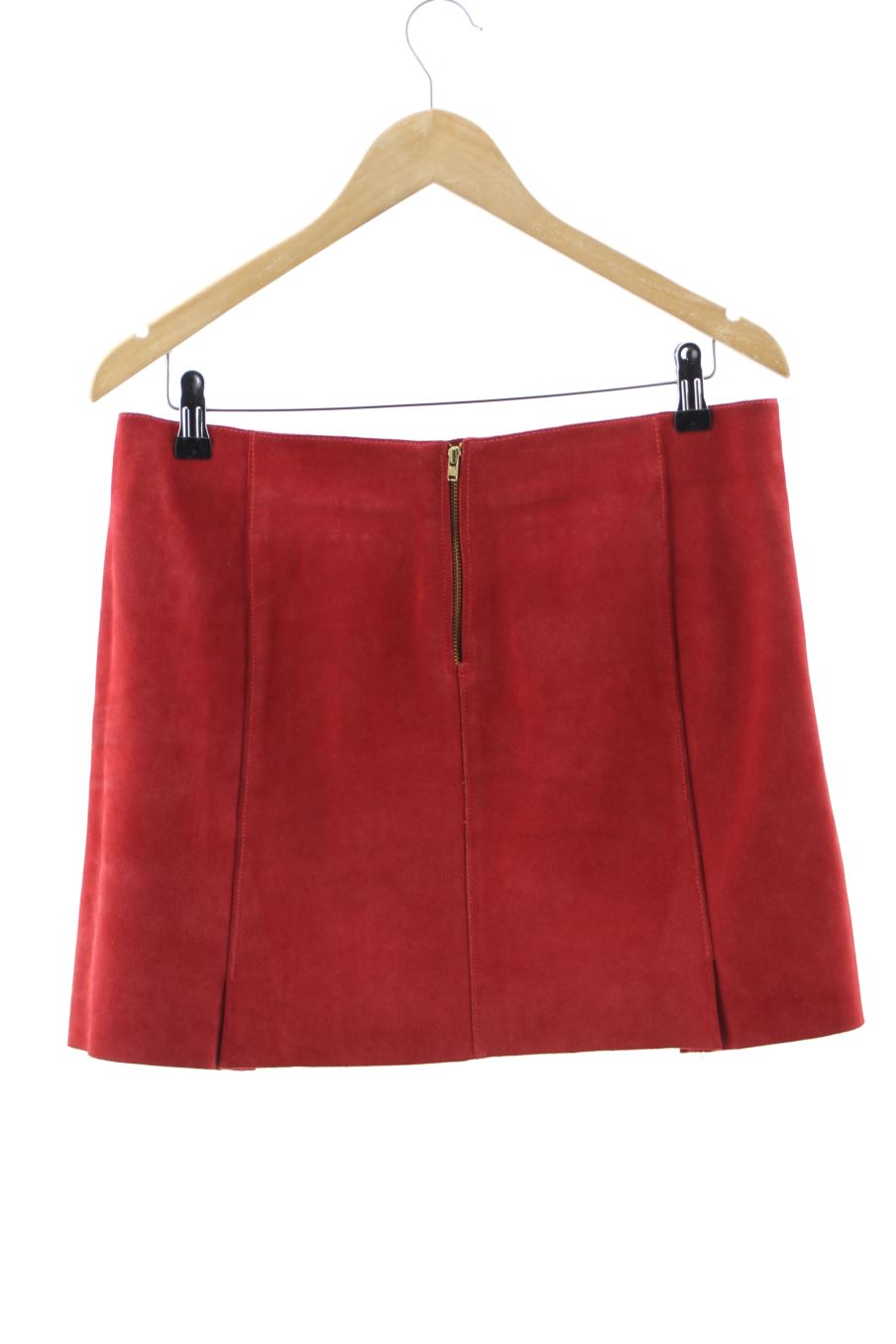 Jupe Maje de la taille 40, de couleur rouge de cuir et daim