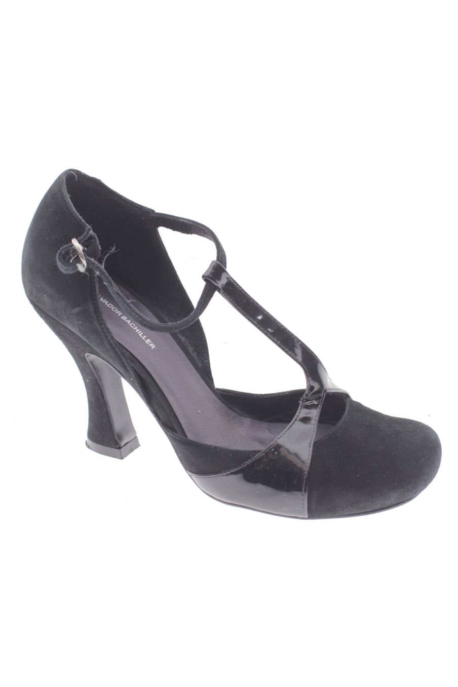 Sandalias tacon de Salvador Bachiller de la talla 37, de color negro de