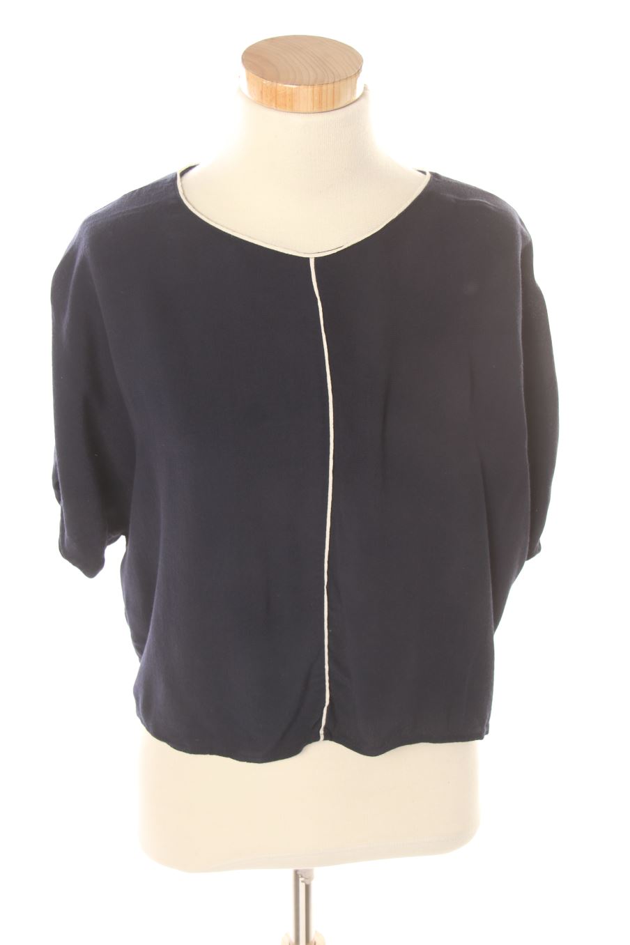 Blusa de manga corta de Zara de la talla XS, de color azul marino