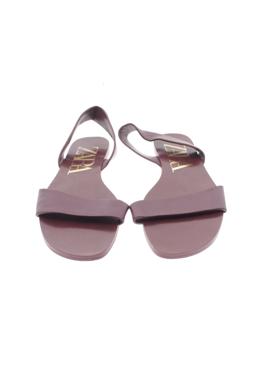 Sandalias planas de Zara de la talla 36, de color burdeos de