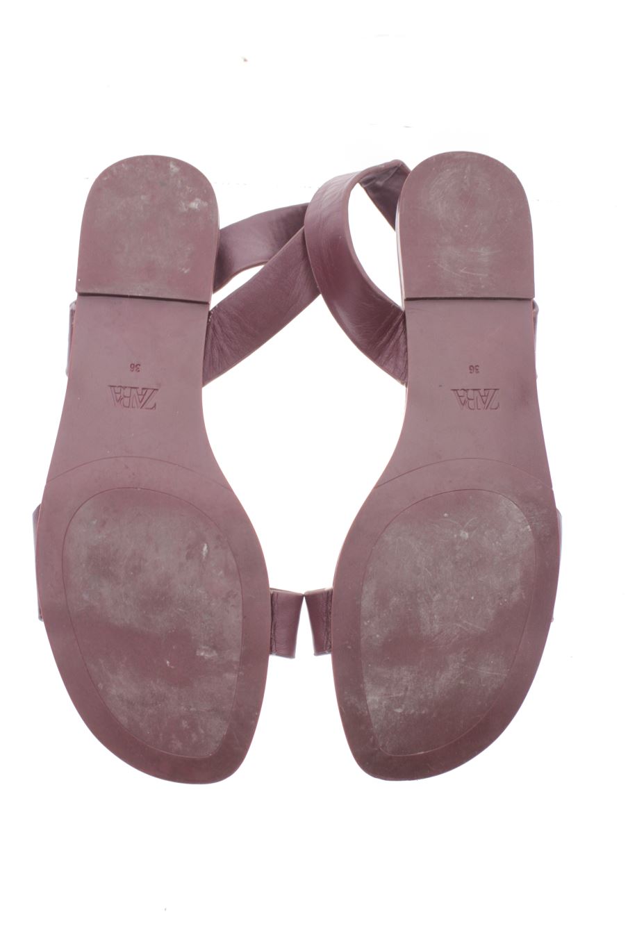 Sandalias planas de Zara de la talla 36, de color burdeos de