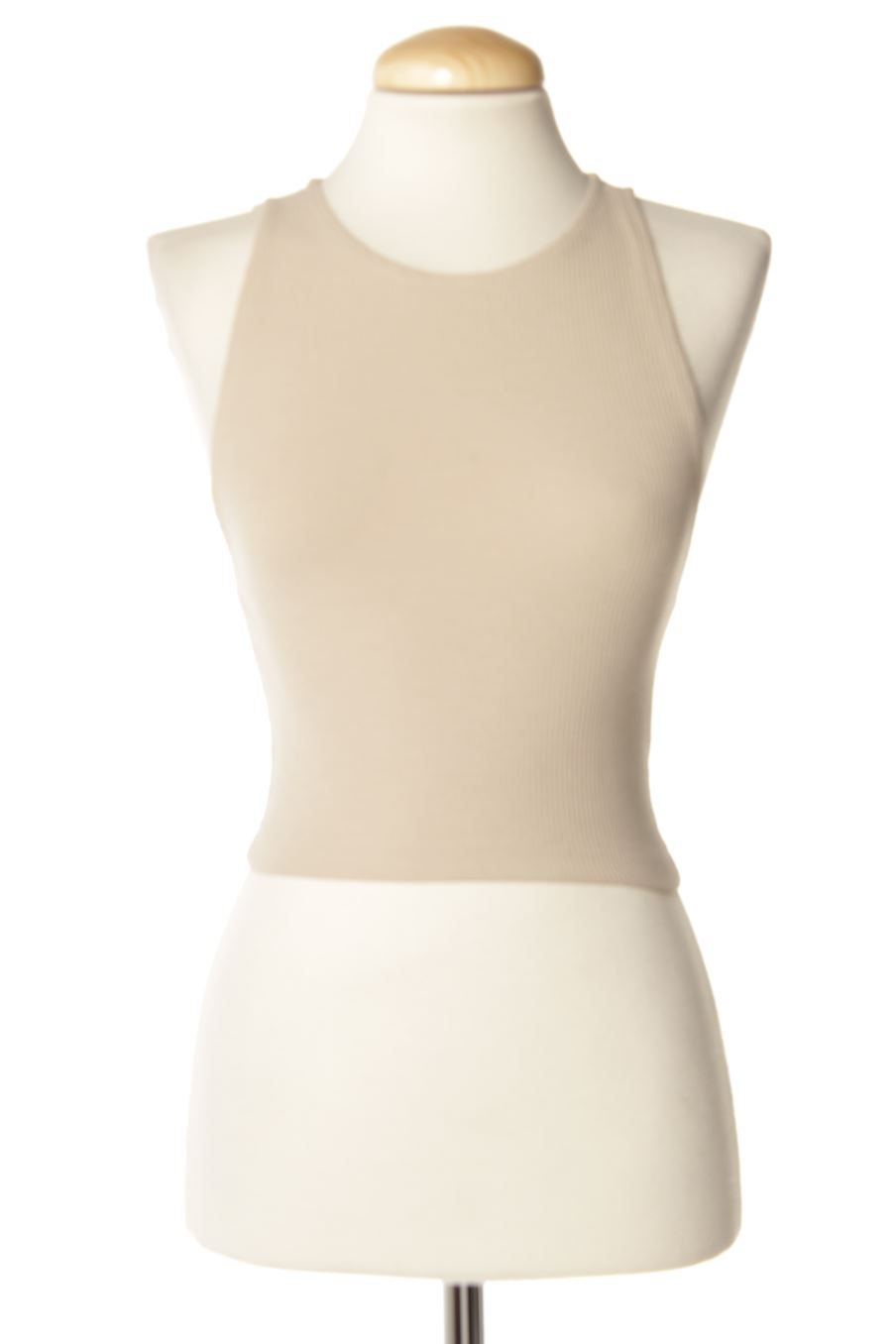 Camiseta sin mangas de Zara de la talla S, de color beige