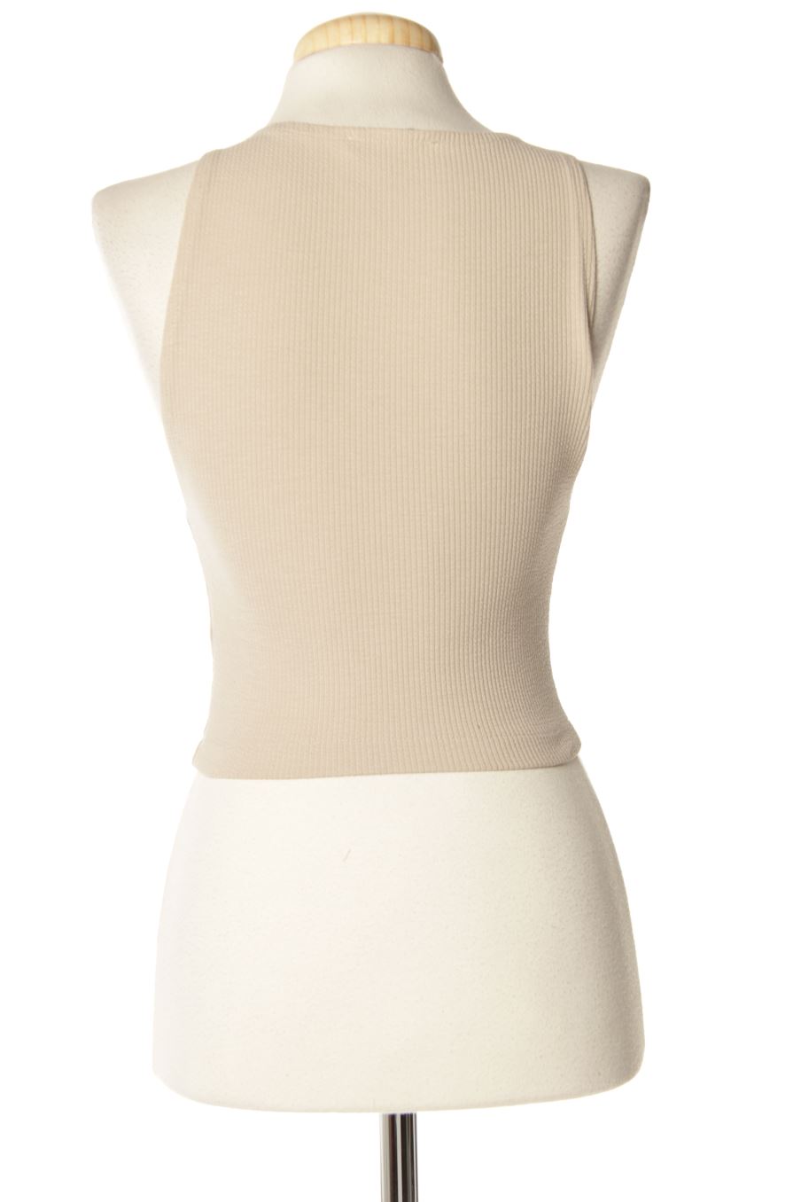 Camiseta sin mangas de Zara de la talla S, de color beige