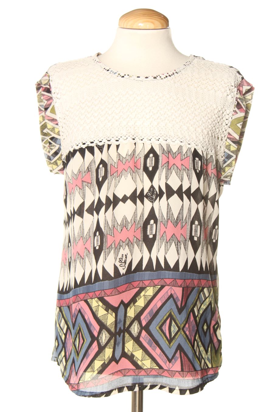 Blouse à manches courtes Miss Sidecar de la taille M, de couleur imprimés
