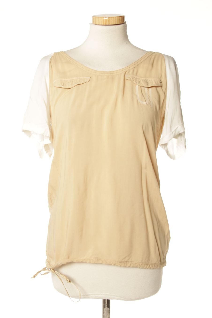 Kurzärmelige Bluse von RAW Größe S, Farbe Beige, für