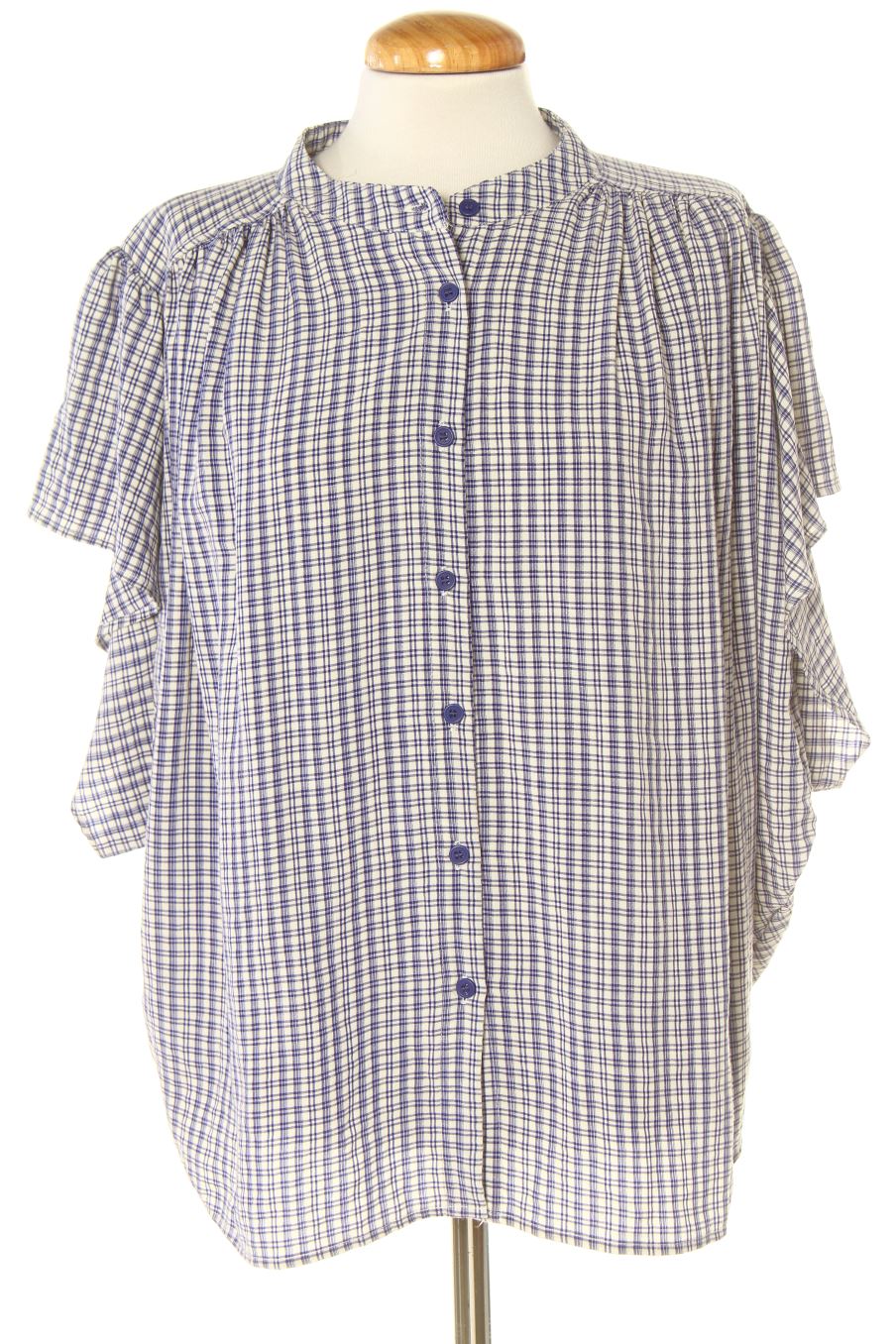 Blouse à manches courtes PETRA HOFFMAN de la taille L, de couleur bleu