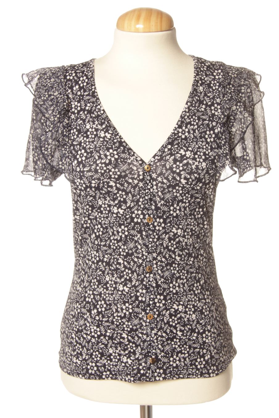 Blouse à manches courtes Naf Naf de la taille XS, de couleur fleurs