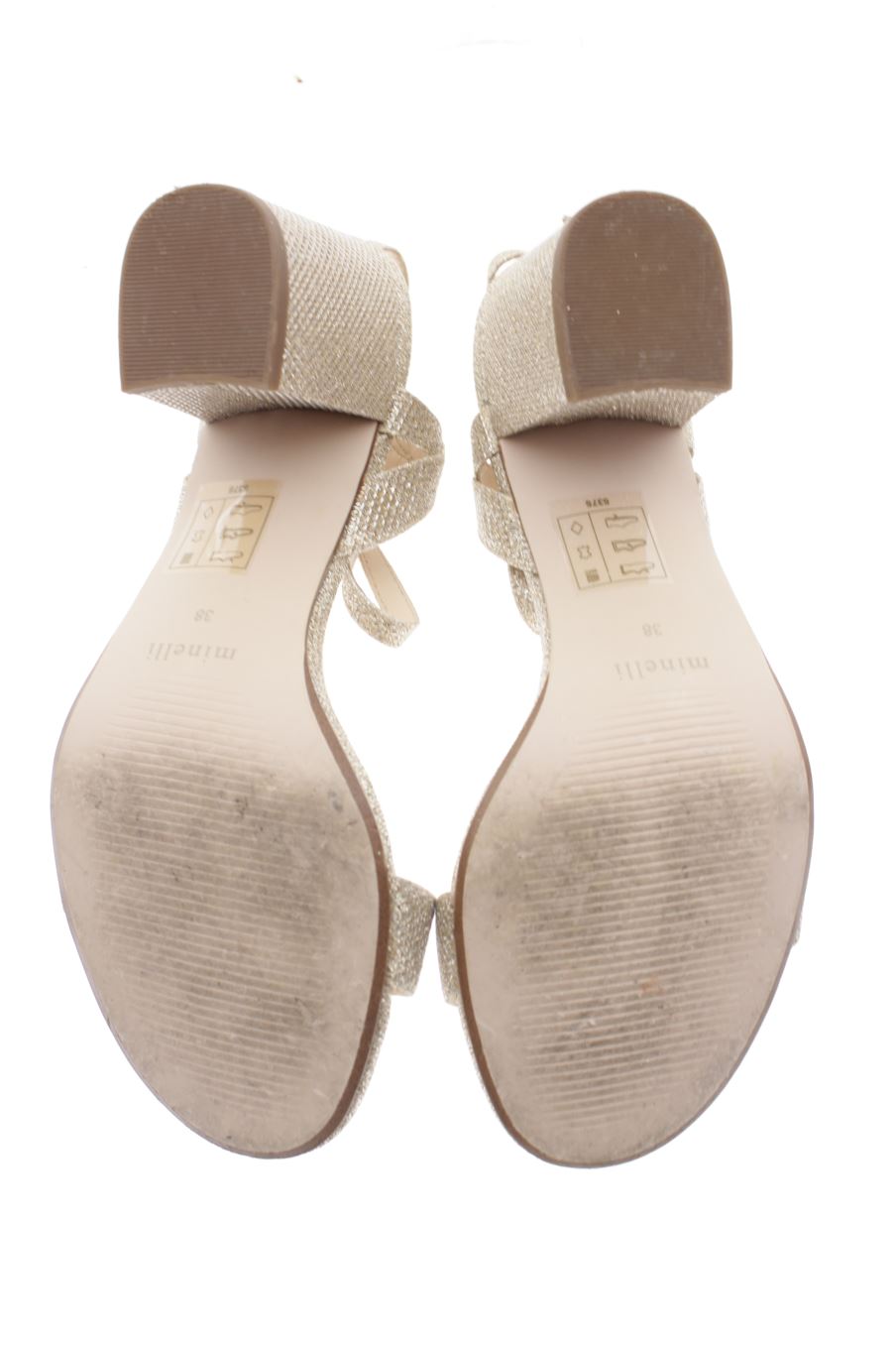 Sandalias tacon de Minelli de la talla 38, de color dorado de