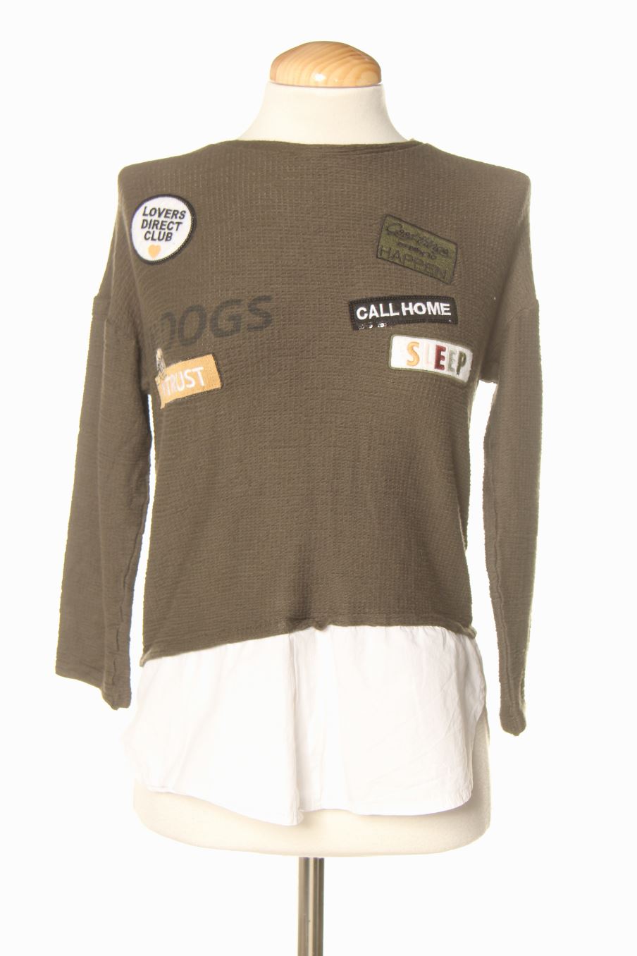 Pull Bershka de la taille XS de couleur vert