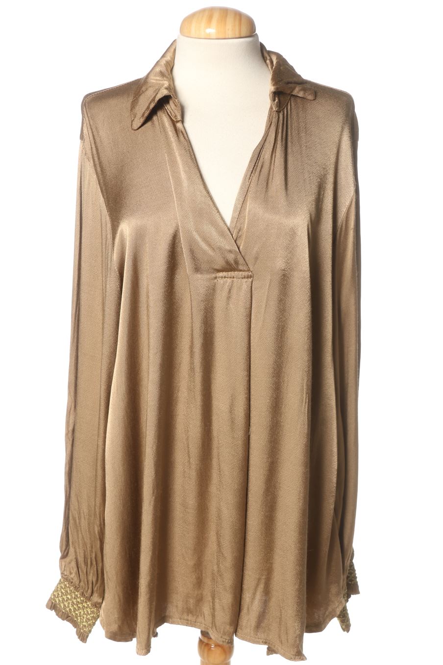 Blusa de manga larga de Made in italy de la talla XL, de color dorado
