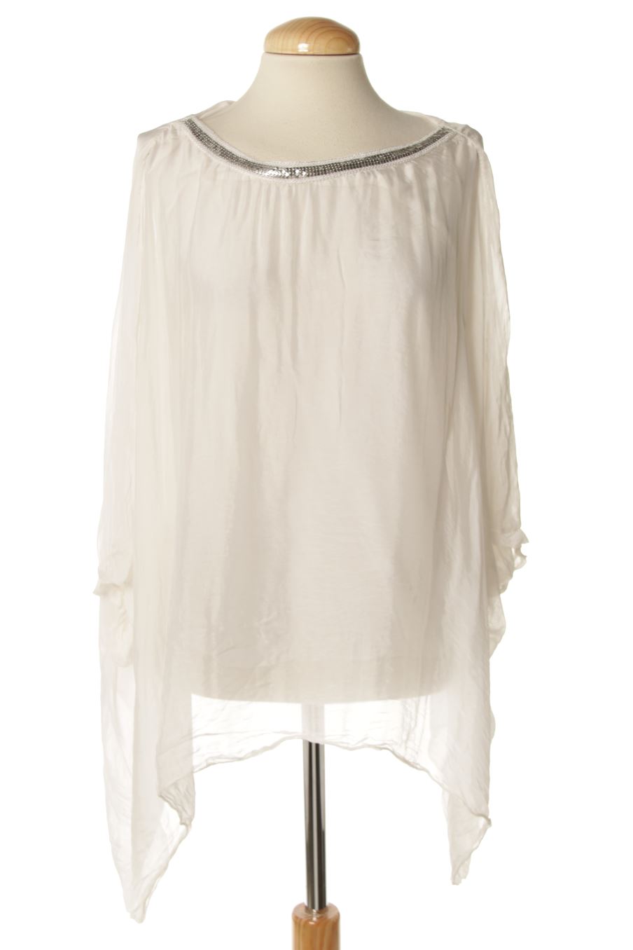 Blouse à manches longues Made in italy de la taille Taille unique, de couleur blanc de soie