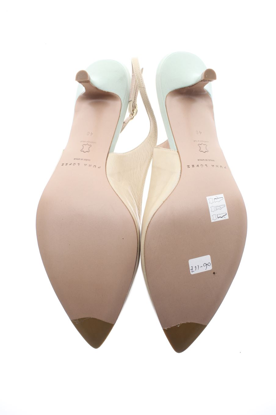 Sandalias tacon de Pura Lopez de la talla 40, de color beige de