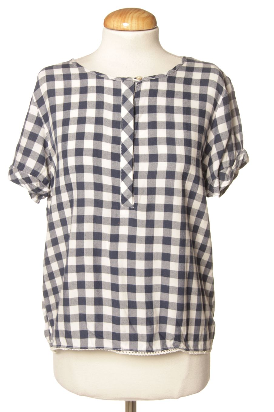 Kurzärmelige Bluse von Stradivarius Größe S, Farbe Kariert, für