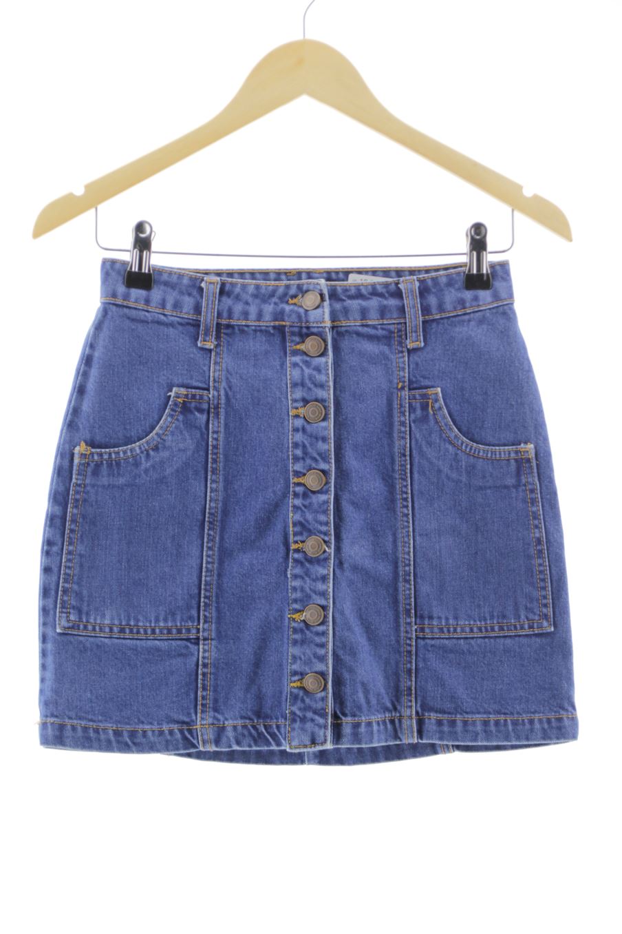 Jupe Stradivarius de la taille 34, de couleur bleu de denim
