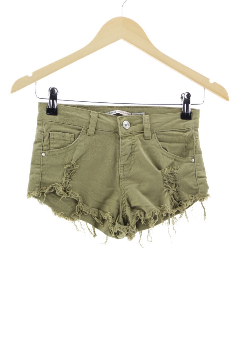 Pantalón corto de Bershka de la talla 32, de color verde de ropa vaquera