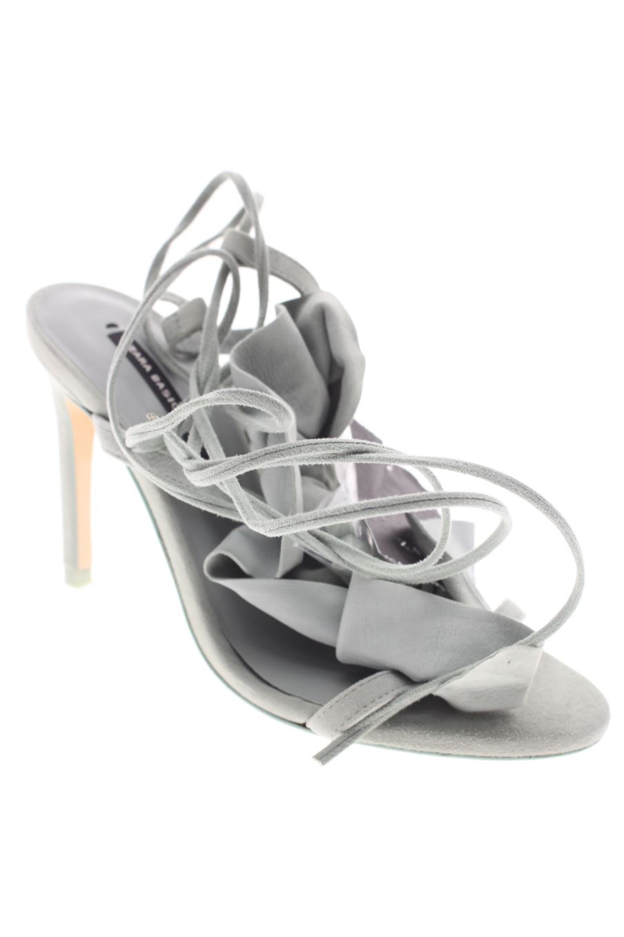 Sandalias tacon de Zara de la talla 35, de color turquesa de