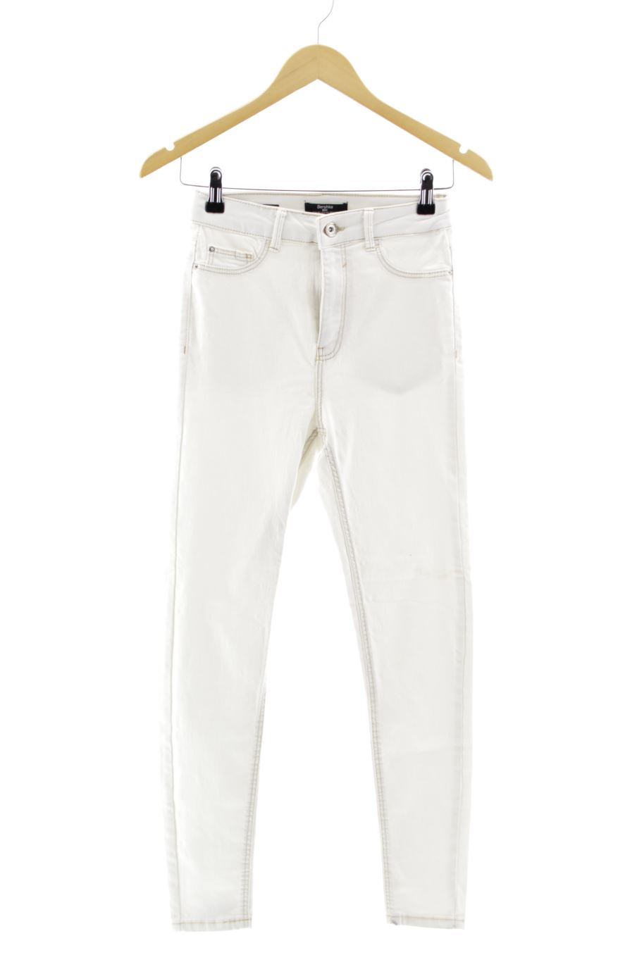 Jeans Bershka de la taille 36, de couleur blanc de denim