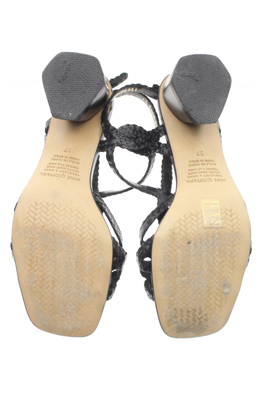Sandalias tacon de Pons Quintana de la talla 37, de color negro de
